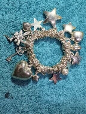 Silver Star & Heart Charm Bracelet - Women Jewelry - Fairy